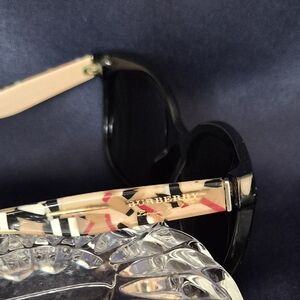 Burberry Black Sunglasses with Pink and Cream Accents